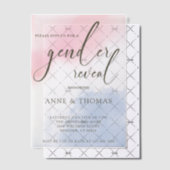 Pink Blue Pastel Gender Reveal Party Pergament Einladungen (Versetzt (Einladung))