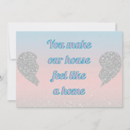 Pink Blue Pastel Glitter Heart Valentines Day Card Feiertagskarte