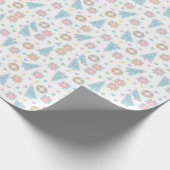 Pink Blue Pastel Holiday Pattern Elegantes Xmas Geschenkpapier (Ecke)
