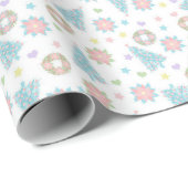 Pink Blue Pastel Holiday Pattern Elegantes Xmas Geschenkpapier (Rolleneckpunkt)