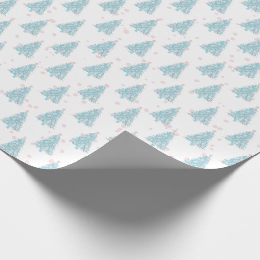 Pink Blue Pastel Holiday Pattern Elegantes Xmas Geschenkpapier (Ecke)