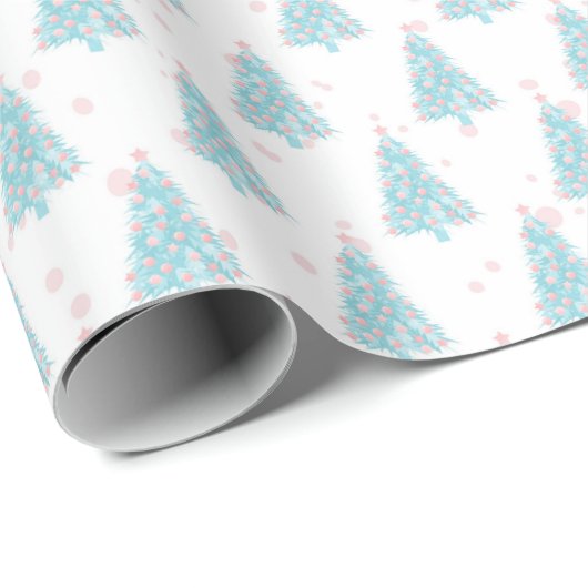 Pink Blue Pastel Holiday Pattern Elegantes Xmas Geschenkpapier (Rolleneckpunkt)
