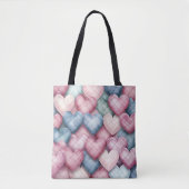 PINK & BLUE PASTEL KARIERT VALENTINE HERZEN TASCHE (Vorderseite)