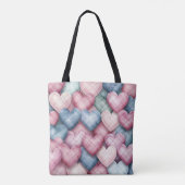 PINK & BLUE PASTEL KARIERT VALENTINE HERZEN TASCHE (Rückseite)