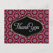 Pink Blue Pattern Danke Postcard Postkarte (Vorderseite)