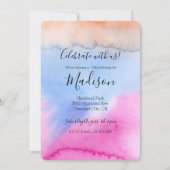 Pink Blue Peach Gefärbte Krawatte Einladung (Vorderseite)