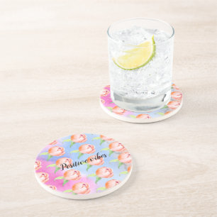 Pink Blue Peach Gefärbte Krawatte Peonies Getränkeuntersetzer