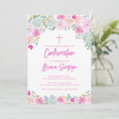 Pink Blue Peach Purple Blumen Blumenbestaetigung Einladung (Stehend Vorderseite)