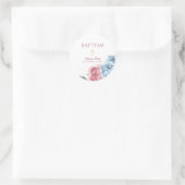 Pink Blue Peony Floral Junge Taufe Runder Aufkleber (Tasche)