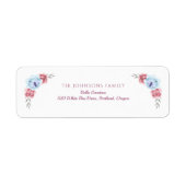 Pink Blue Peony Wreath Baby Dusche Rücksendeadress (Vorne)