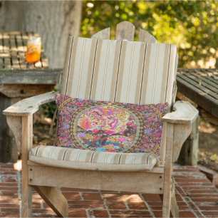 Pink Blue Persian Floral Peacock Patio Außenbereic Kissen Für Draußen