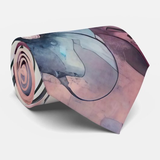 Pink Blue Petals Abstrakt Krawatte (Gerollt)