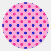 Pink Blue Pink Polka Dot Pattern Runder Aufkleber (Vorderseite)
