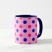 Pink Blue Pink Polka Dot Pattern Tasse (VorderseiteRechts)