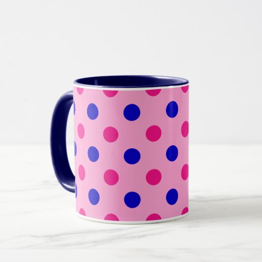 Pink Blue Pink Polka Dot Pattern Tasse (Vorderseite Links)