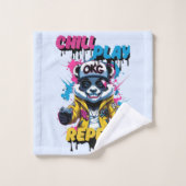 Pink Blue Pixel Panda Swag Badhandtuch Set (Waschlappen)
