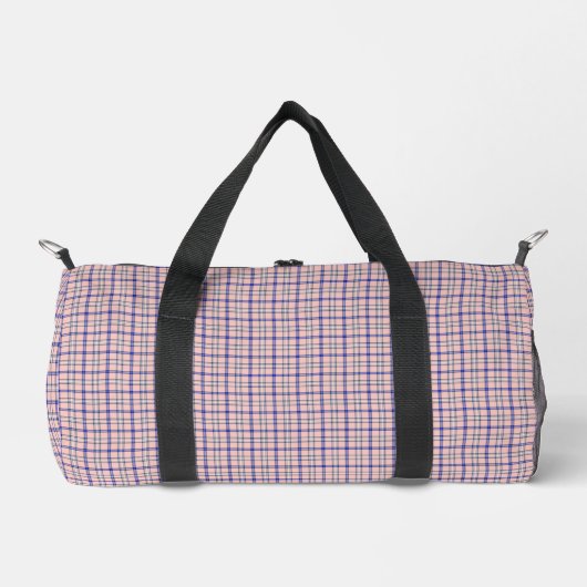 Pink Blue Plaid Classic Pattern Retro Duffle Bag (Vorderseite)