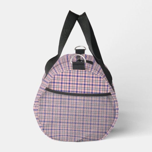 Pink Blue Plaid Classic Pattern Retro Duffle Bag (Rechts)