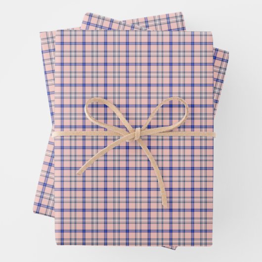 Pink Blue Plaid Classic Pattern Retro Geschenkpapier Set (Beispiel)
