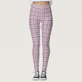 Pink Blue Plaid Classic Pattern Retro Leggings