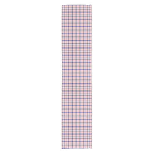 Pink Blue Plaid Classic Pattern Retro Table Runner Kurzer Tischläufer (Vorderseite)