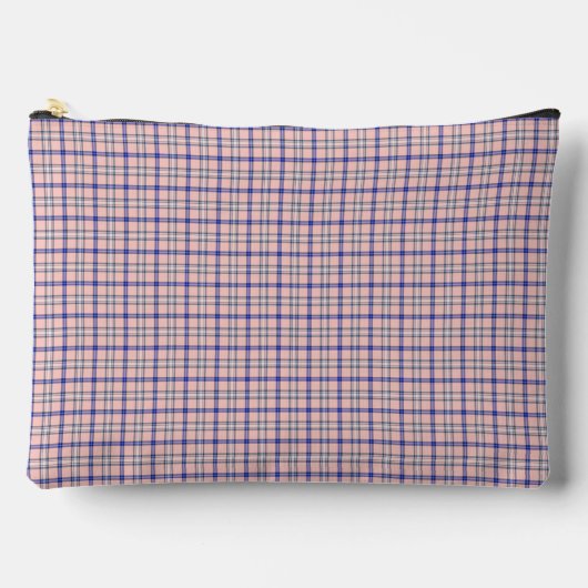 Pink Blue Plaid Classic Pattern Retro Zubehörtasche (Vorderseite)