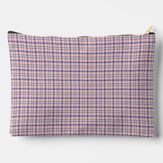 Pink Blue Plaid Classic Pattern Retro Zubehörtasche (Rückseite)