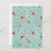 Pink Blue Polka Dots Floral Wedding Einladung (Rückseite)