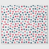 Pink Blue Polka Dots Wrapping Paper Geschenkpapier (Flach)