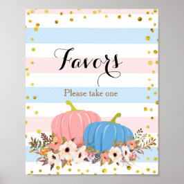 Pink & Blue Pumpkin Baby Dusche Gefallen Unterschr Poster