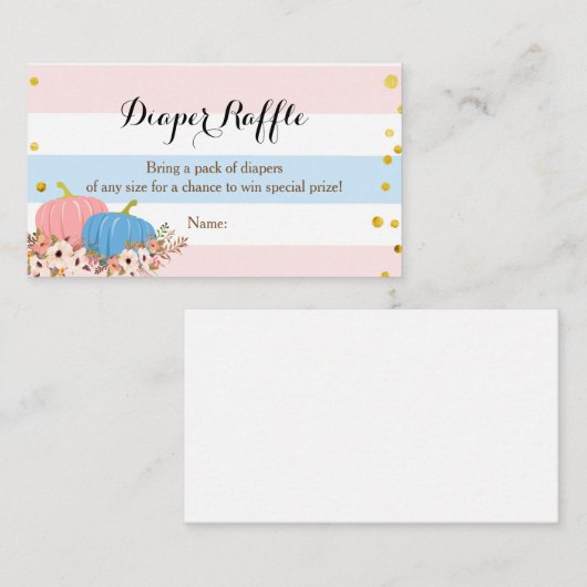 Pink & Blue Pumpkin Diaper Raffekarte Begleitkarte (Vorne/Hinten)