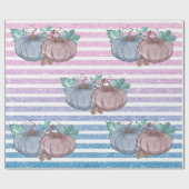 Pink Blue Pumpkin Erntedank Gender Reveal Party Geschenkpapier (Flach)