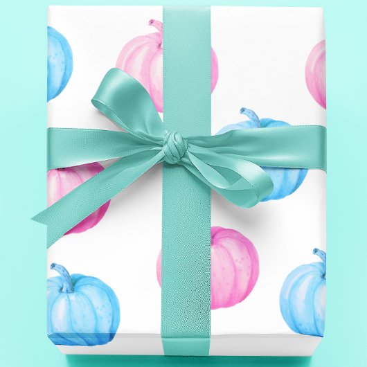 Pink Blue Pumpkin Erntedank Gender Reveal Party Geschenkpapier
