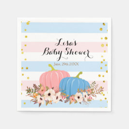 Pink & Blue Pumpkin Watercolor Baby Dusche Napkin Serviette