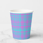 Pink Blue Purple Plaid Pattern Pappbecher (Vorderseite)