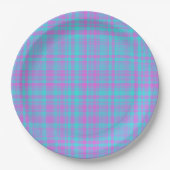 Pink Blue Purple Plaid Pattern Pappteller (Vorderseite)