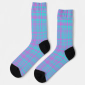 Pink Blue Purple Plaid Pattern Socken (Linkes Detail)