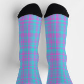 Pink Blue Purple Plaid Pattern Socken (Oben)