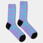 Pink Blue Purple Plaid Pattern Socken (Rechts)