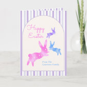 Pink Blue Purple Watercolor Bunny Custom Easter   Feiertagskarte (Vorderseite)