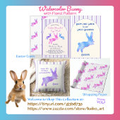 Pink Blue Purple Watercolor Bunny Custom Easter   Feiertagskarte