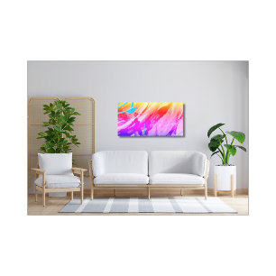 Pink Blue Red Modern Stretched Canvas Print Leinwanddruck