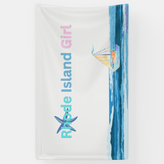 Pink Blue Rhode Island Banner (Vertikal)