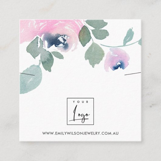 PINK BLUE ROSE FLORAL BRACELET NECKLACE DISPLAY QUADRATISCHE VISITENKARTE (Vorderseite)