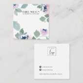 PINK BLUE ROSE FLORAL NECKLACE BRACELET DISPLAY QUADRATISCHE VISITENKARTE (Vorne/Hinten)