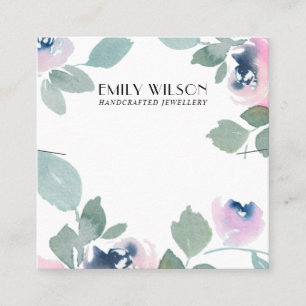 PINK BLUE ROSE FLORAL NECKLACE BRACELET DISPLAY QUADRATISCHE VISITENKARTE