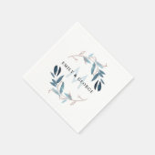 PINK BLUE ROSE GOLD FAUNA WREATH MONOGRAM WEDD SERVIETTE (Ecke)