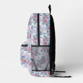 Pink & Blue Rose Muster Bedruckter Rucksack (Rechts)