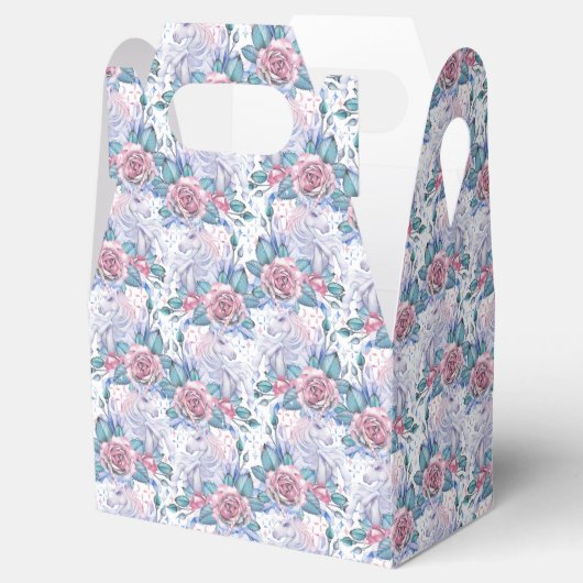 Pink & Blue Rose Muster Geschenkschachtel (Geöffnet)