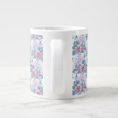 Pink & Blue Rose Muster Jumbo-Tasse (Rückseite)